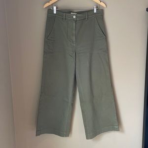 Everlane Green Wide-Leg Crop Pant